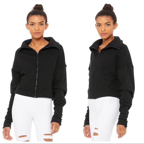 ALO Yoga Splice Jacket Crop Zip Up Black - Main Image